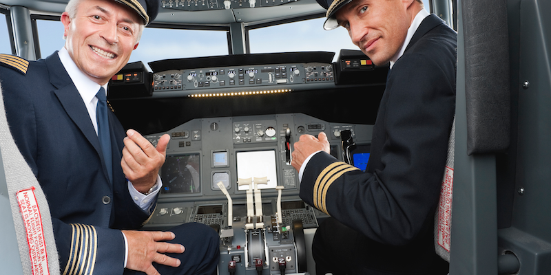 First officer and a captain in a major airline