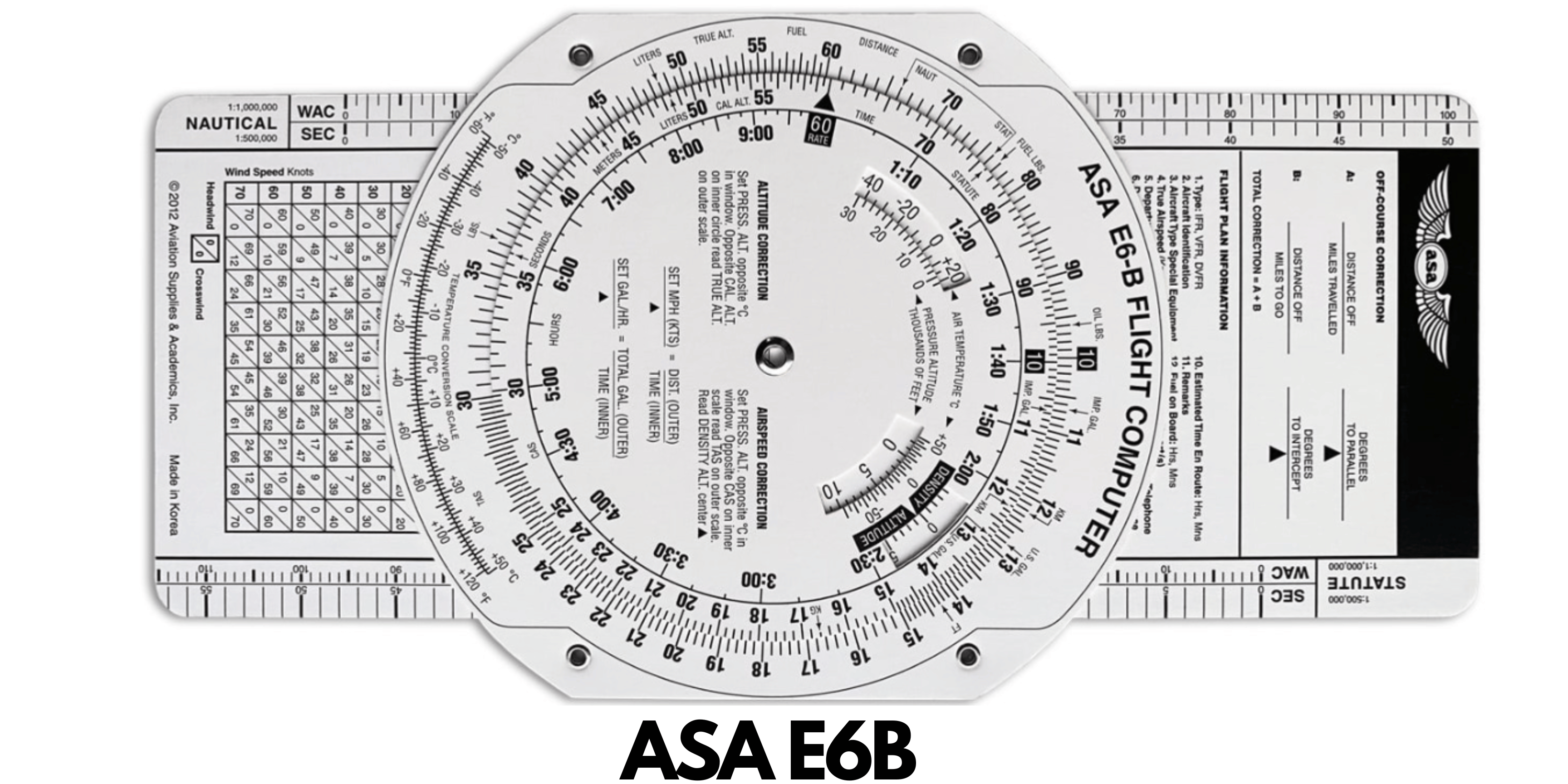 A computer side of ASA e6b flight computer 